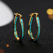 Load image into Gallery viewer, European And American Plated Gold Sapphire Earrings
