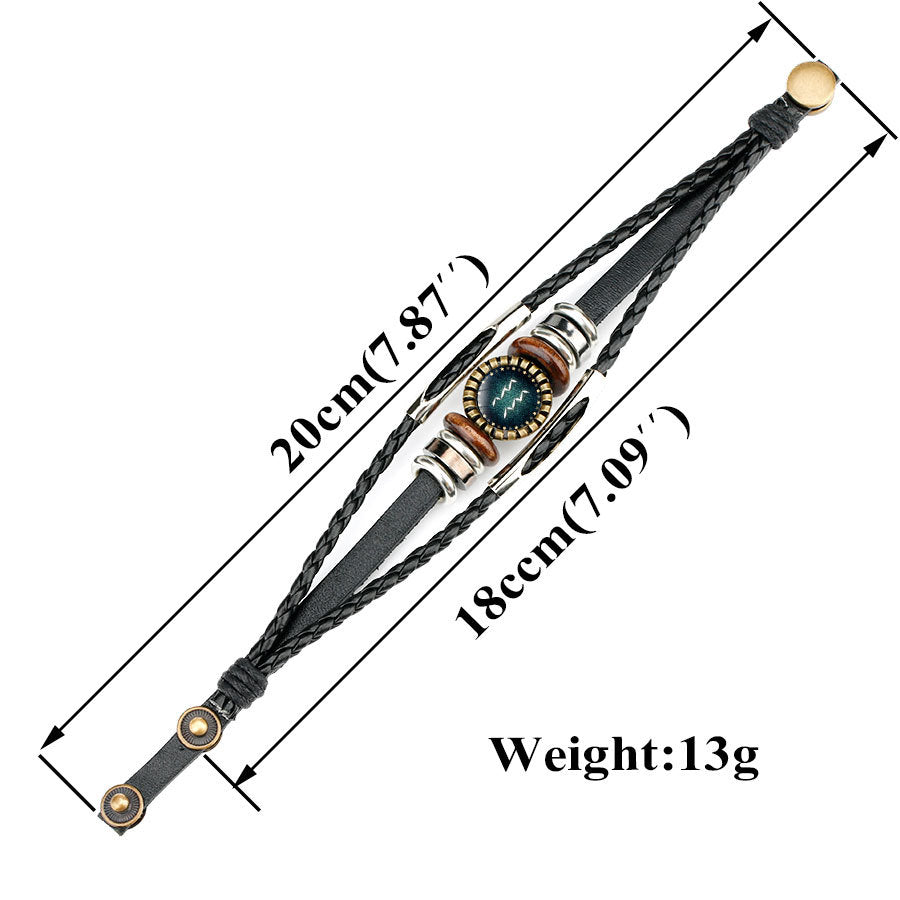 Multilayer Leather Bracelet 12 Constellation Zodiac Sign Men Braided Bracelets - WAlMYe #