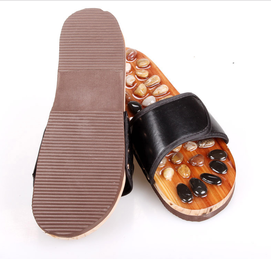 Natural color jade stone jade pebbles foot soles health massage shoes home slippers - WAlMYe #