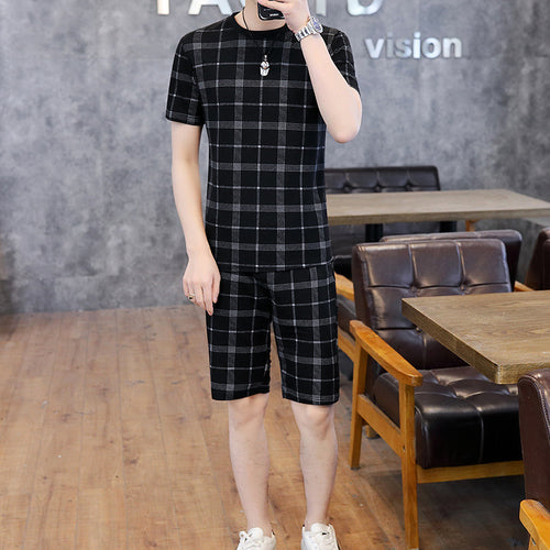 Casual Suit Short-sleeved T-shirt Male Boy Tide Brand Two-piece Shorts Shorts - WAlMYe #