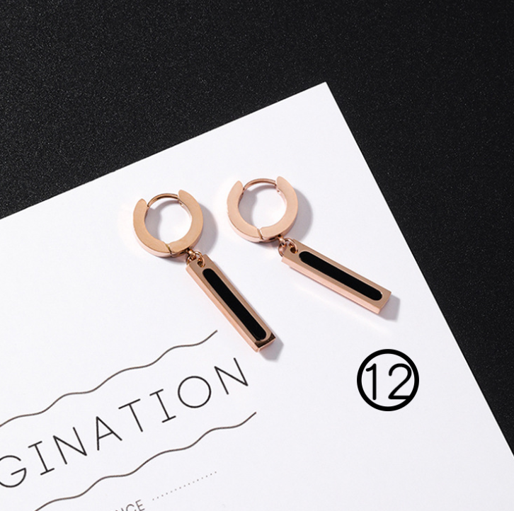 Japan and South Korea simple long tassel titanium steel earrings temperament triangle round geometric earrings - WAlMYe #