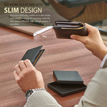 Load image into Gallery viewer, Men&#39;s Genuine Leather Carbon Fiber Wallet With Multiple Card Slots
