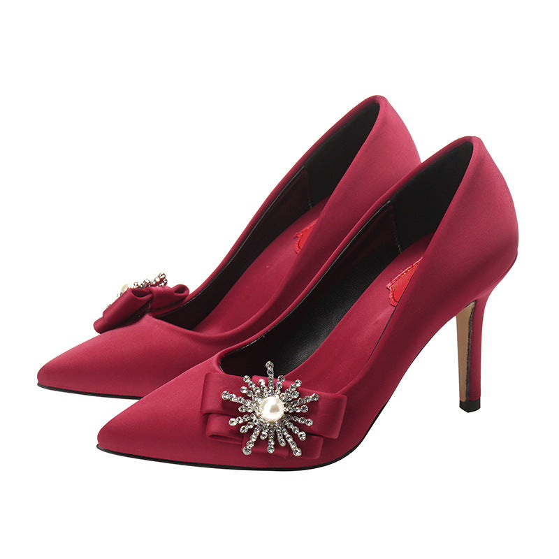 Champagne Dress High Heels Stiletto Crystal Bridesmaid Wedding Shoes - WAlMYe #