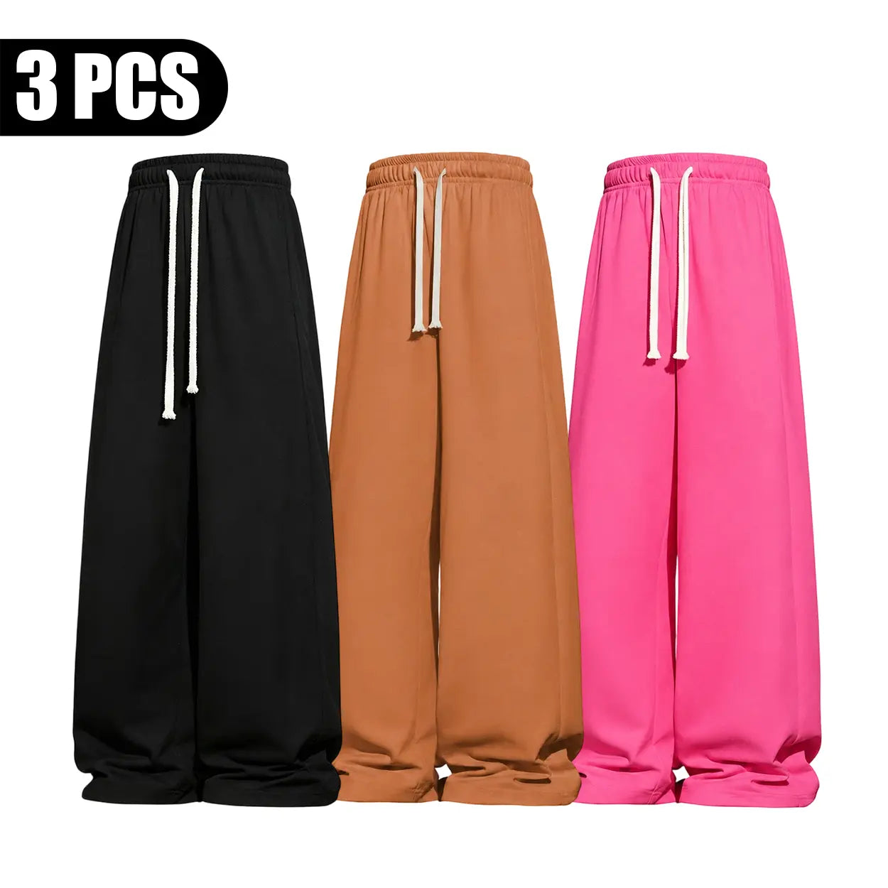 Men’S All-Season Baggy Wide-Leg Athletic Pants - Sports Clothing with Deep Pockets, Soft Breathable Fabric, Machine Washable Mens Clothing for Street Style, Khaki Pants Clothes
