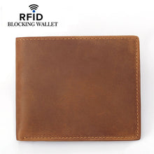 Load image into Gallery viewer, RFID Leather Bifold Retro Men&#39;s Wallet

