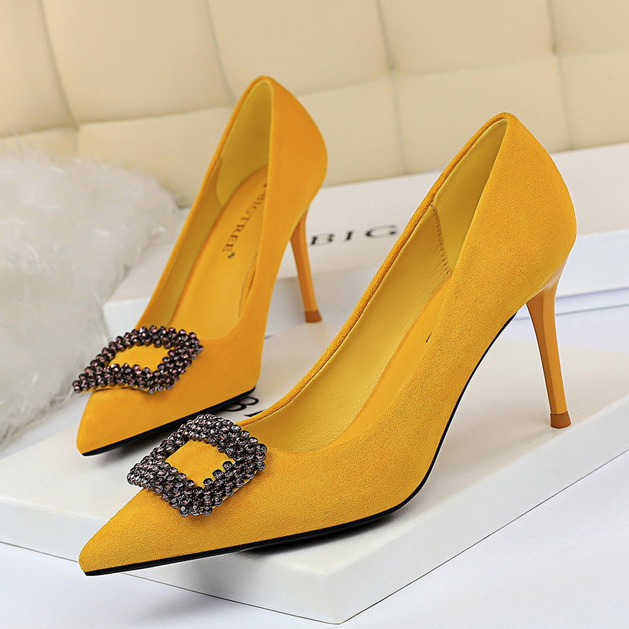 Pointed Rhinestone High Heels - WAlMYe #