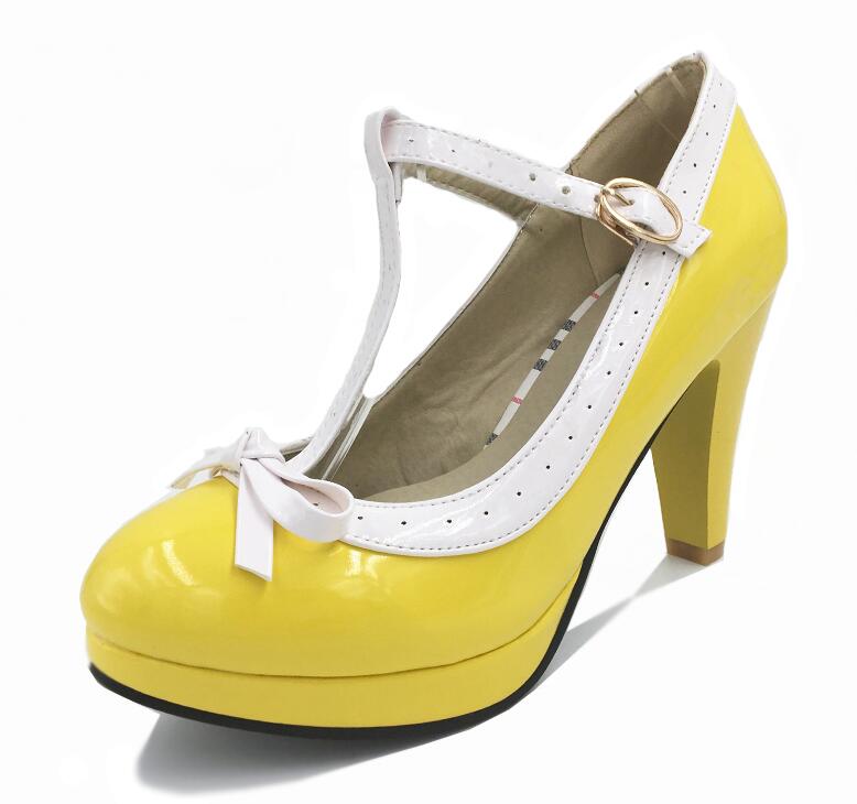 Bow knot thick high heel women's shoes - WAlMYe #