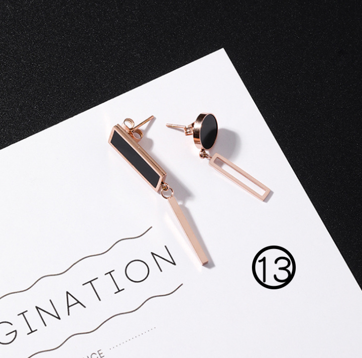 Japan and South Korea simple long tassel titanium steel earrings temperament triangle round geometric earrings - WAlMYe #