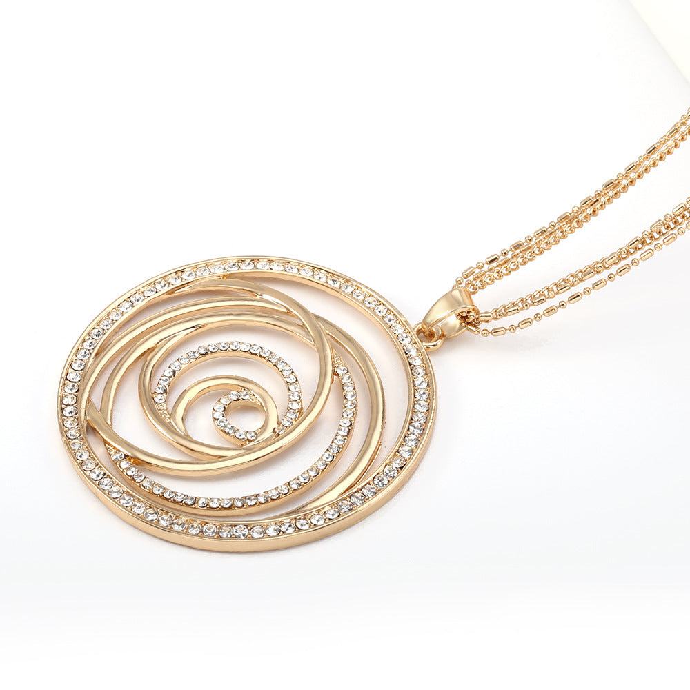 Round hollow sweater chain flower of life long necklace - WAlMYe #