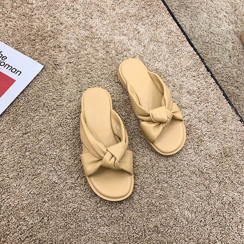 Simple Black Low-heel Soft-soled Slippers Summer - WAlMYe #