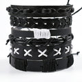 Men's Cross Braided Leather Adjustable Set Bracelet - WAlMYe #