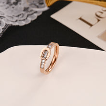 Load image into Gallery viewer, Geometric Titanium Steel Rose Gold Ring Women
