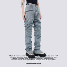 Load image into Gallery viewer, Men&#39;s Pleated Distressed Casual Jeans
