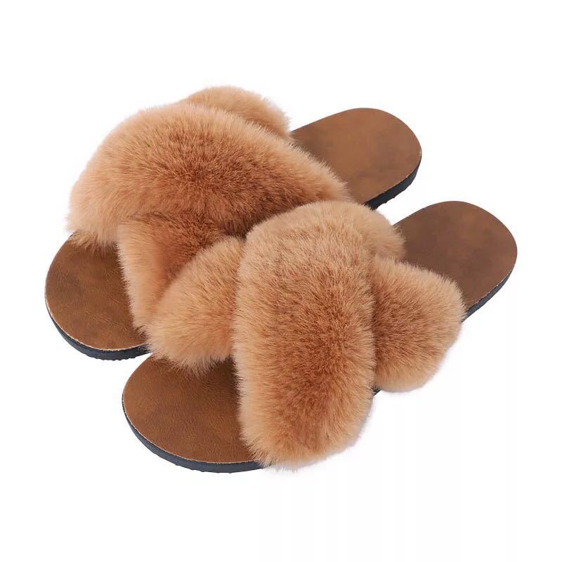 Cross hair slippers women flat bottom - WAlMYe #