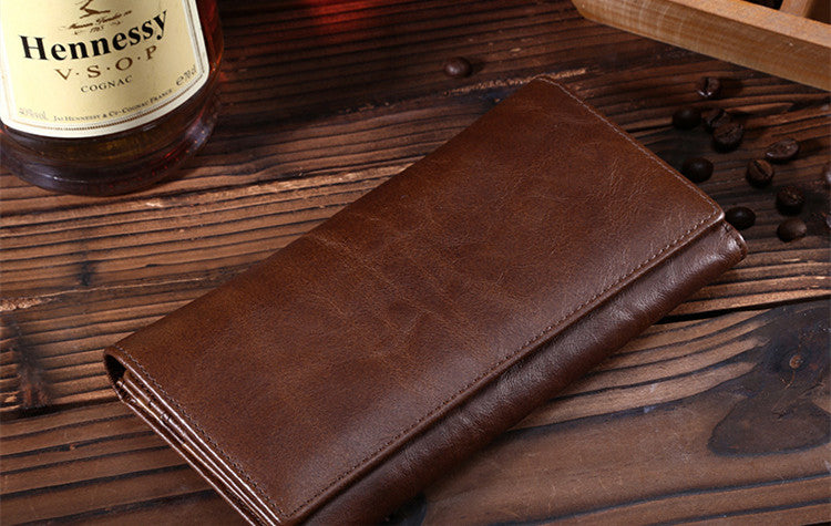 First Layer Leather Wallet Long Vintage Oil Wax - WAlMYe #
