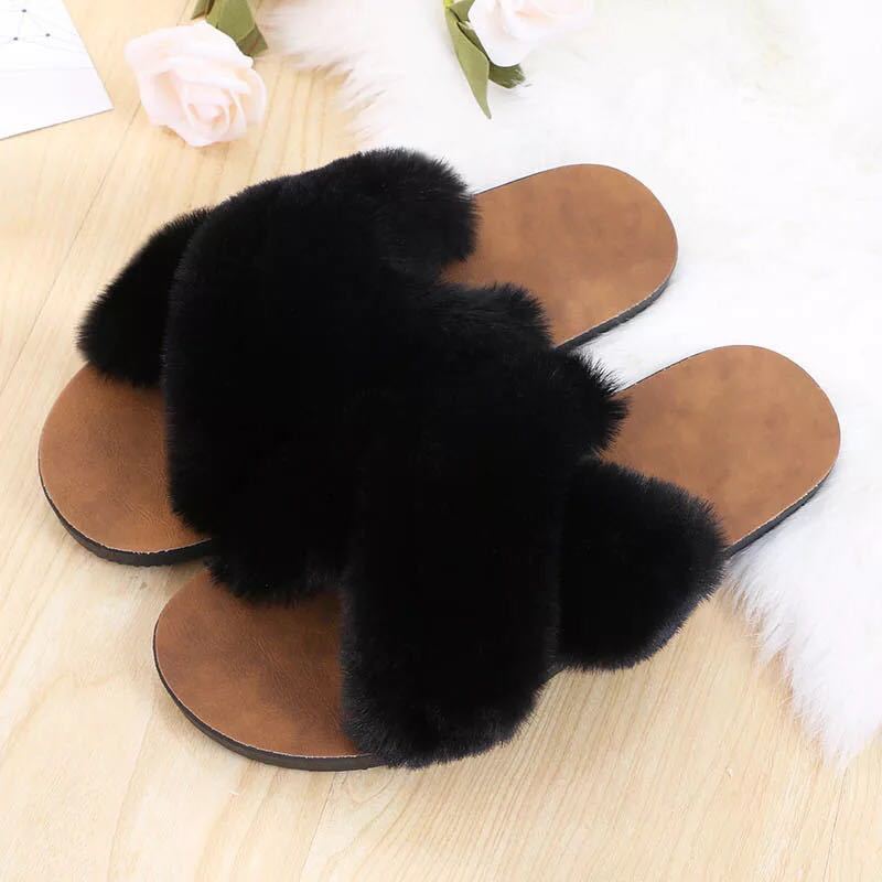 Cross hair slippers women flat bottom - WAlMYe #