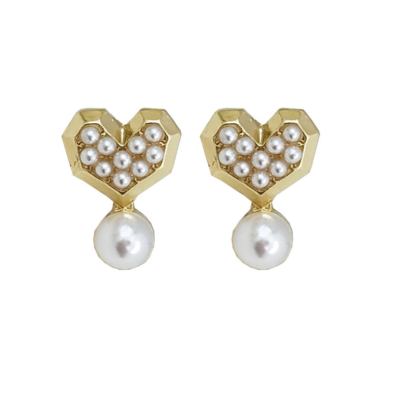 Mini Pearl Geometric Circle Stud Earrings Cold Wind Earrings - WAlMYe #