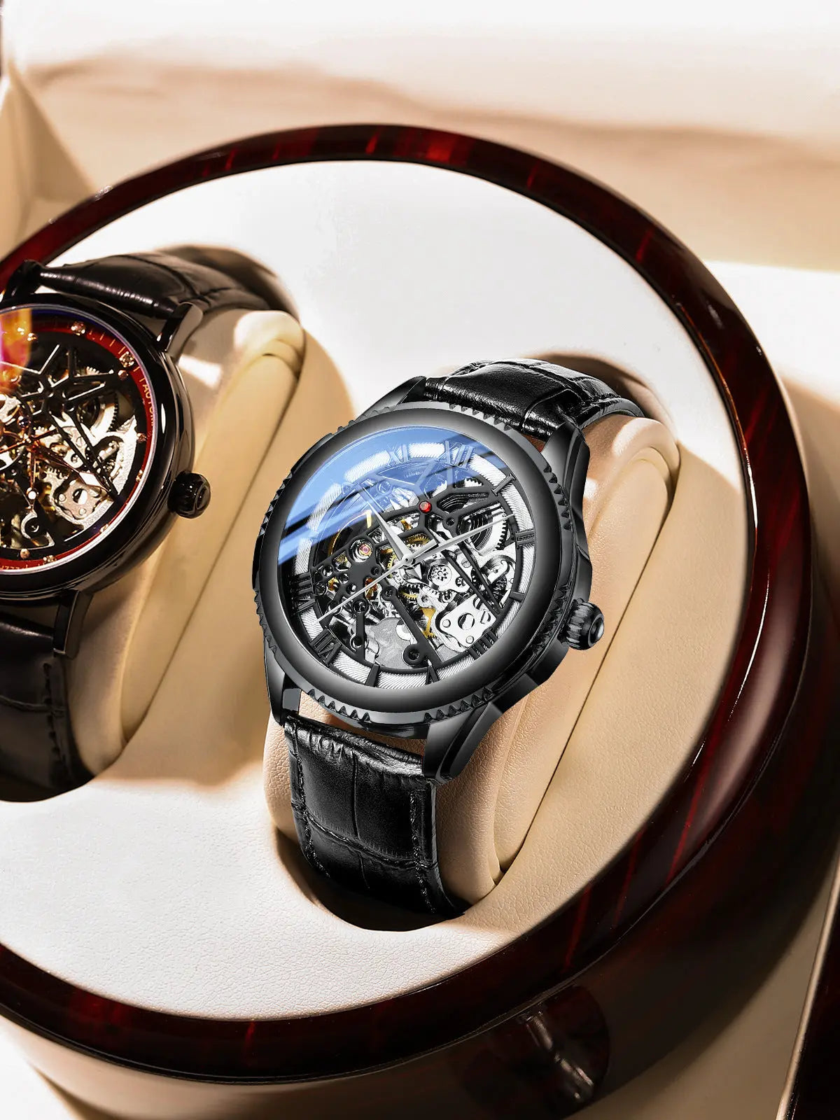 Automatic Mechanical  Leather Hollow Men's Watch Simple Waterproof - WAlMYe #