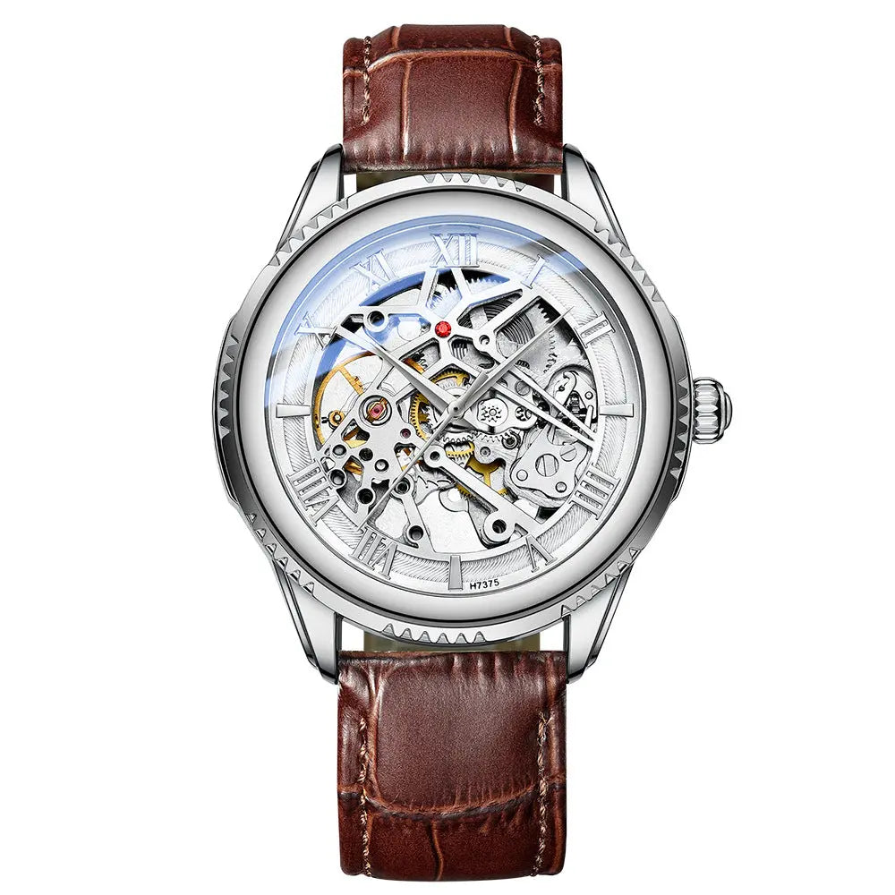 Automatic Mechanical  Leather Hollow Men's Watch Simple Waterproof - WAlMYe #