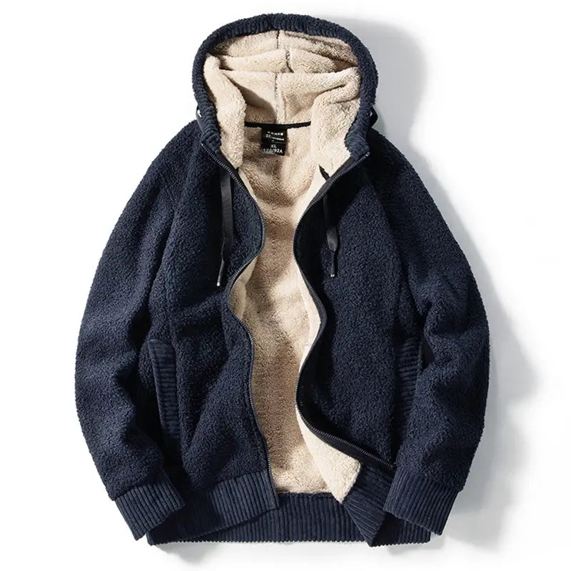 Autumn And Winter Lamb Wool Cardigan Hooded Plus Size Men To Keep Warm - WAlMYe #