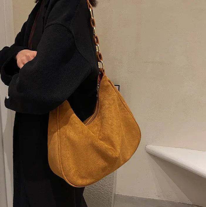 Autumn And Winter New Simple Fashion Large Capacity Suede Ladies - WAlMYe #