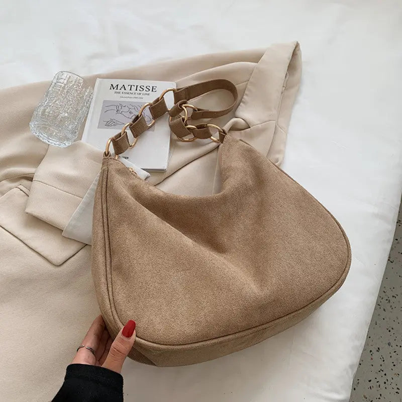 Autumn And Winter New Simple Fashion Large Capacity Suede Ladies - WAlMYe #