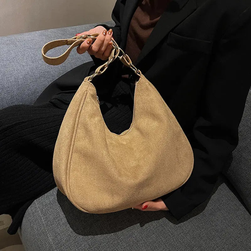 Autumn And Winter New Simple Fashion Large Capacity Suede Ladies - WAlMYe #