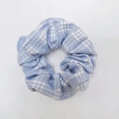 Blue And White Plaid Hair Band Ring Head Rope Rubber Band Hair Ring - WAlMYe #