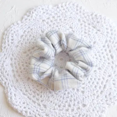 Blue And White Plaid Hair Band Ring Head Rope Rubber Band Hair Ring - WAlMYe #