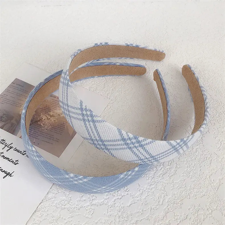 Blue And White Plaid Hair Band Ring Head Rope Rubber Band Hair Ring - WAlMYe #