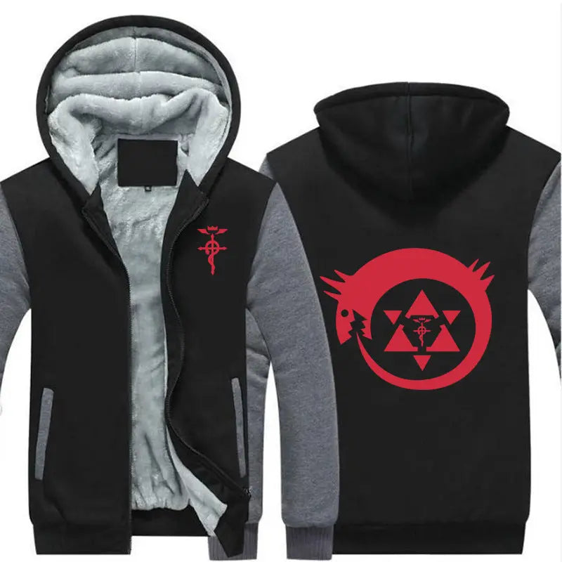 Casual Jacket Printing Plus Velvet Thick Hooded Sweater - WAlMYe #