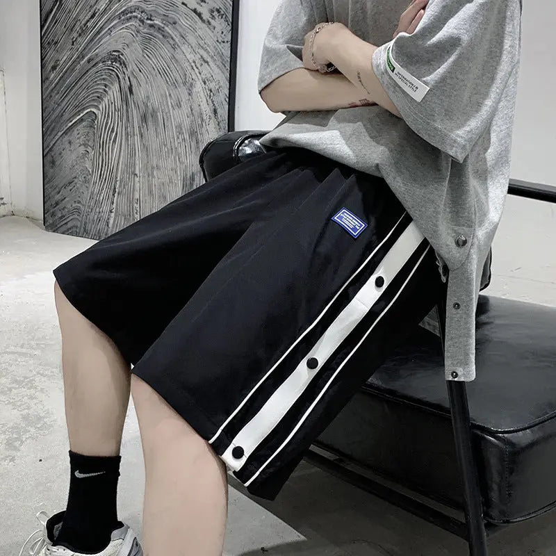 Casual Suit Breasted Five-point Shorts T-shirt Men's Loose Set - WAlMYe #