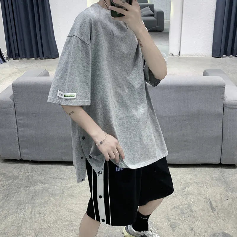 Casual Suit Breasted Five-point Shorts T-shirt Men's Loose Set - WAlMYe #