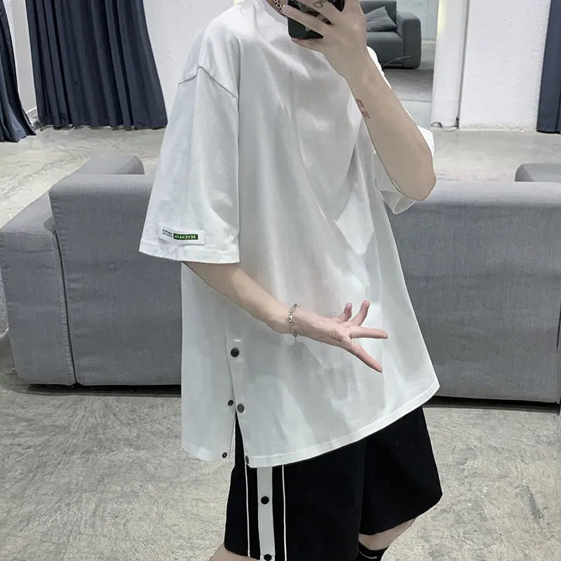 Casual Suit Breasted Five-point Shorts T-shirt Men's Loose Set - WAlMYe #