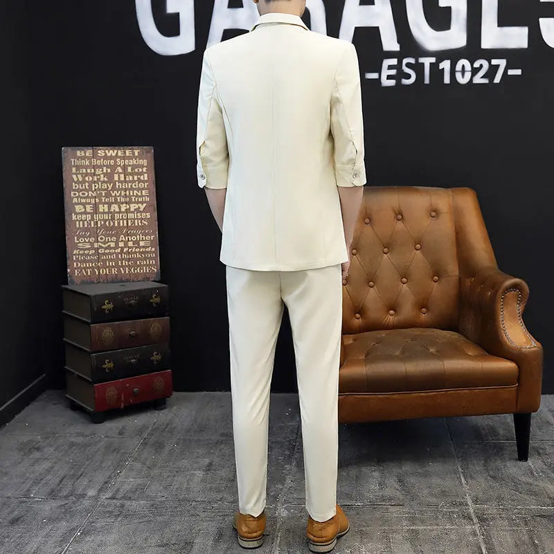 Casual Three-quarter Sleeve Small Suit Men's Jacket Thin Short-sleeved Suit - WAlMYe #