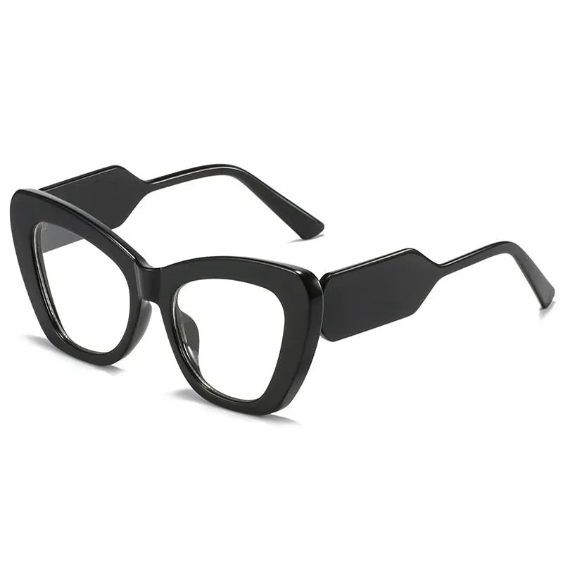 Cat Eye Sunglasses Personality Fashion Color Contrast Large Frame Glasses All-match Flat Sunglasses - WAlMYe #