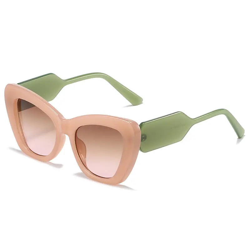 Cat Eye Sunglasses Personality Fashion Color Contrast Large Frame Glasses All-match Flat Sunglasses - WAlMYe #