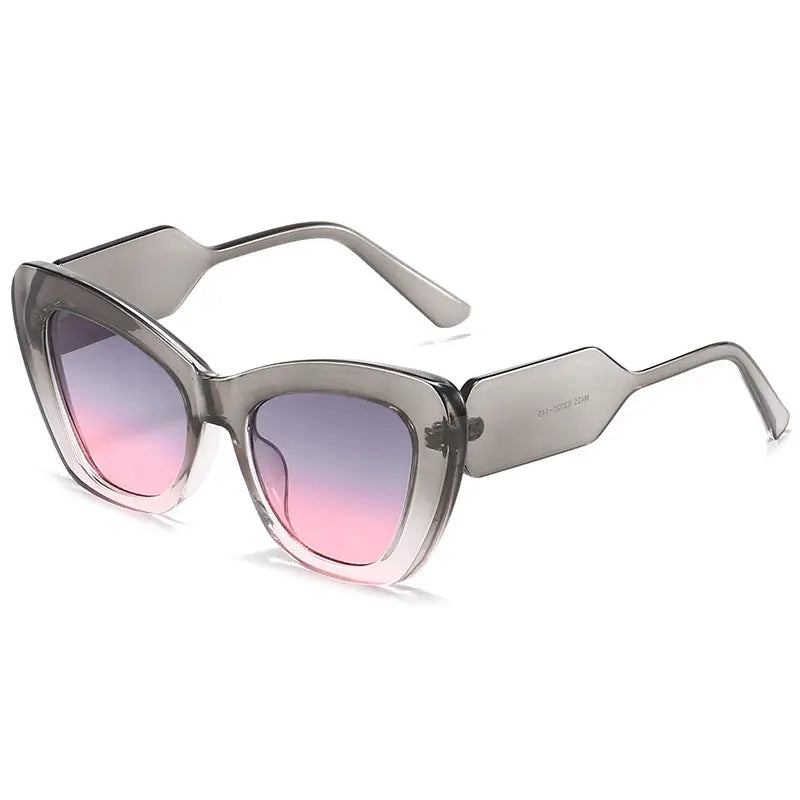 Cat Eye Sunglasses Personality Fashion Color Contrast Large Frame Glasses All-match Flat Sunglasses - WAlMYe #