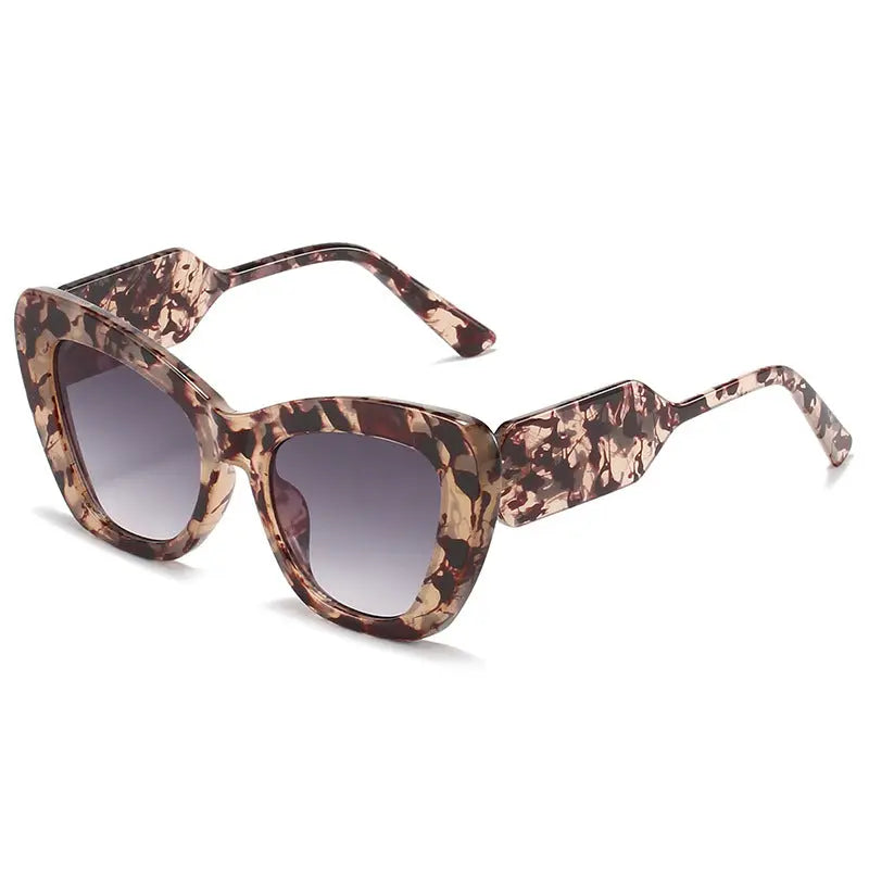 Cat Eye Sunglasses Personality Fashion Color Contrast Large Frame Glasses All-match Flat Sunglasses - WAlMYe #