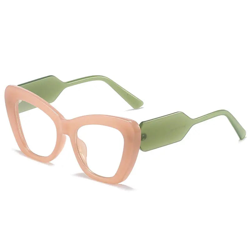 Cat Eye Sunglasses Personality Fashion Color Contrast Large Frame Glasses All-match Flat Sunglasses - WAlMYe #