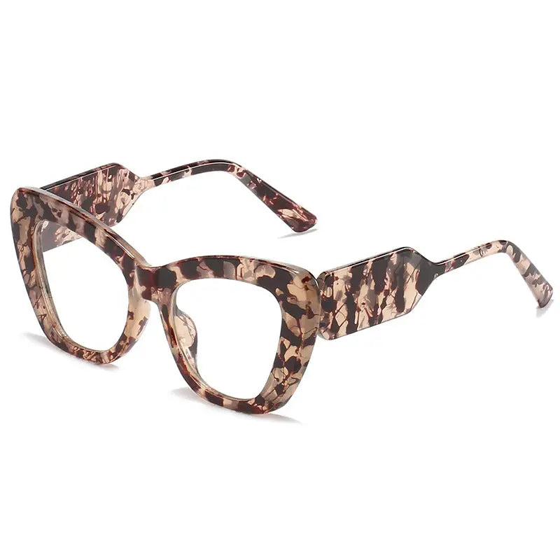 Cat Eye Sunglasses Personality Fashion Color Contrast Large Frame Glasses All-match Flat Sunglasses - WAlMYe #