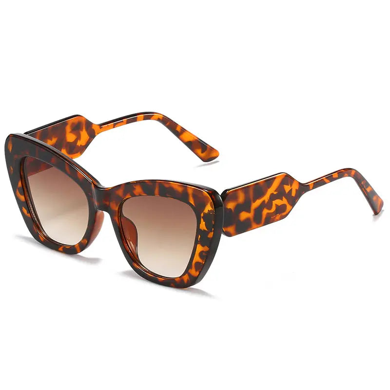 Cat Eye Sunglasses Personality Fashion Color Contrast Large Frame Glasses All-match Flat Sunglasses - WAlMYe #