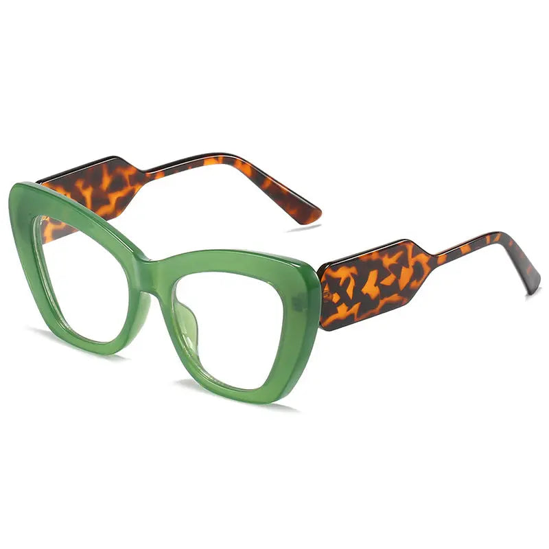 Cat Eye Sunglasses Personality Fashion Color Contrast Large Frame Glasses All-match Flat Sunglasses - WAlMYe #