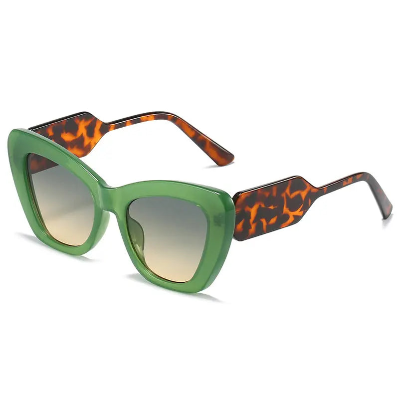 Cat Eye Sunglasses Personality Fashion Color Contrast Large Frame Glasses All-match Flat Sunglasses - WAlMYe #