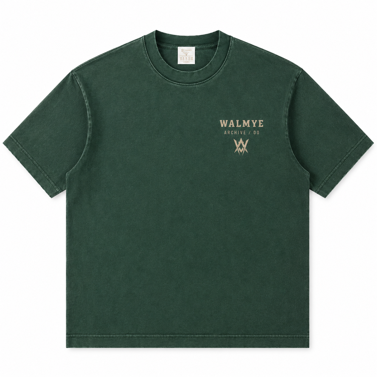 WALMYE Archive Heavyweight Vintage Washed Frayed Tee – Retro Green