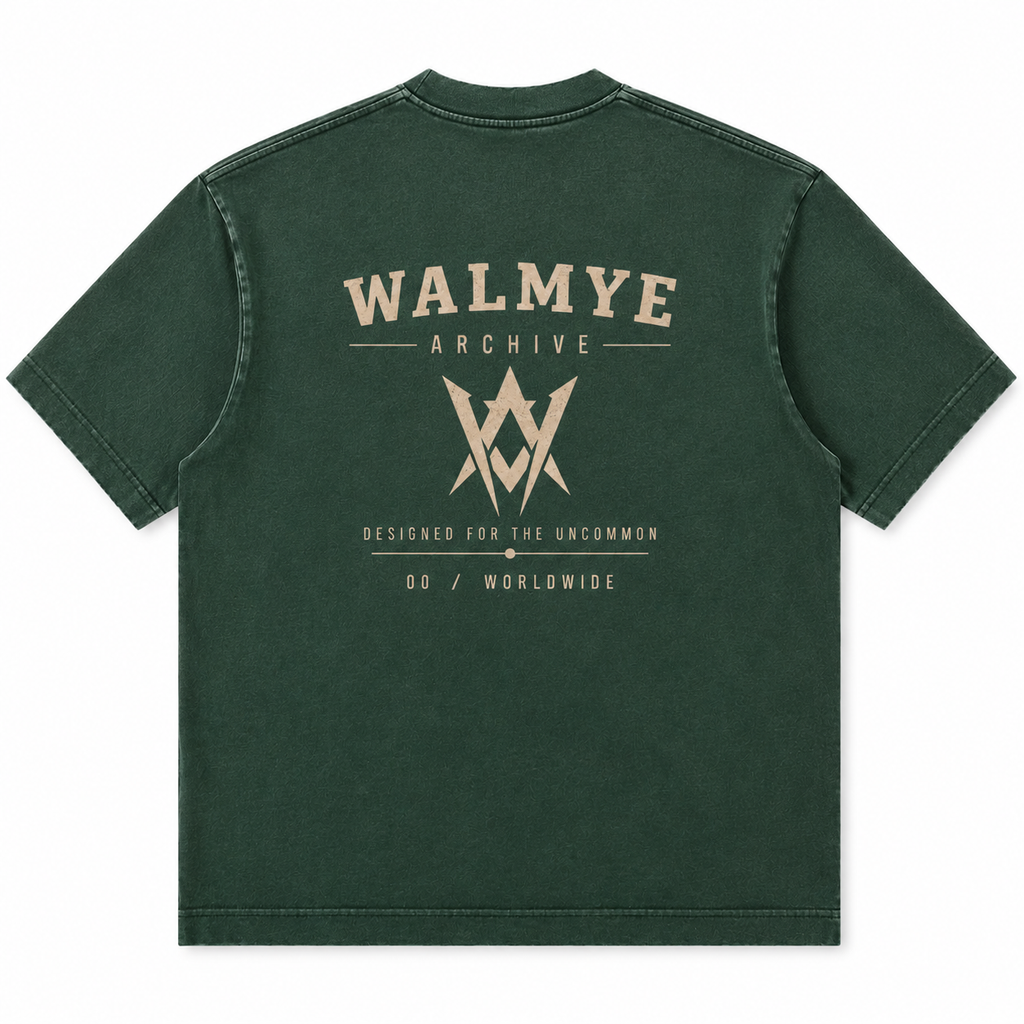 WALMYE Archive Heavyweight Vintage Washed Frayed Tee – Retro Green