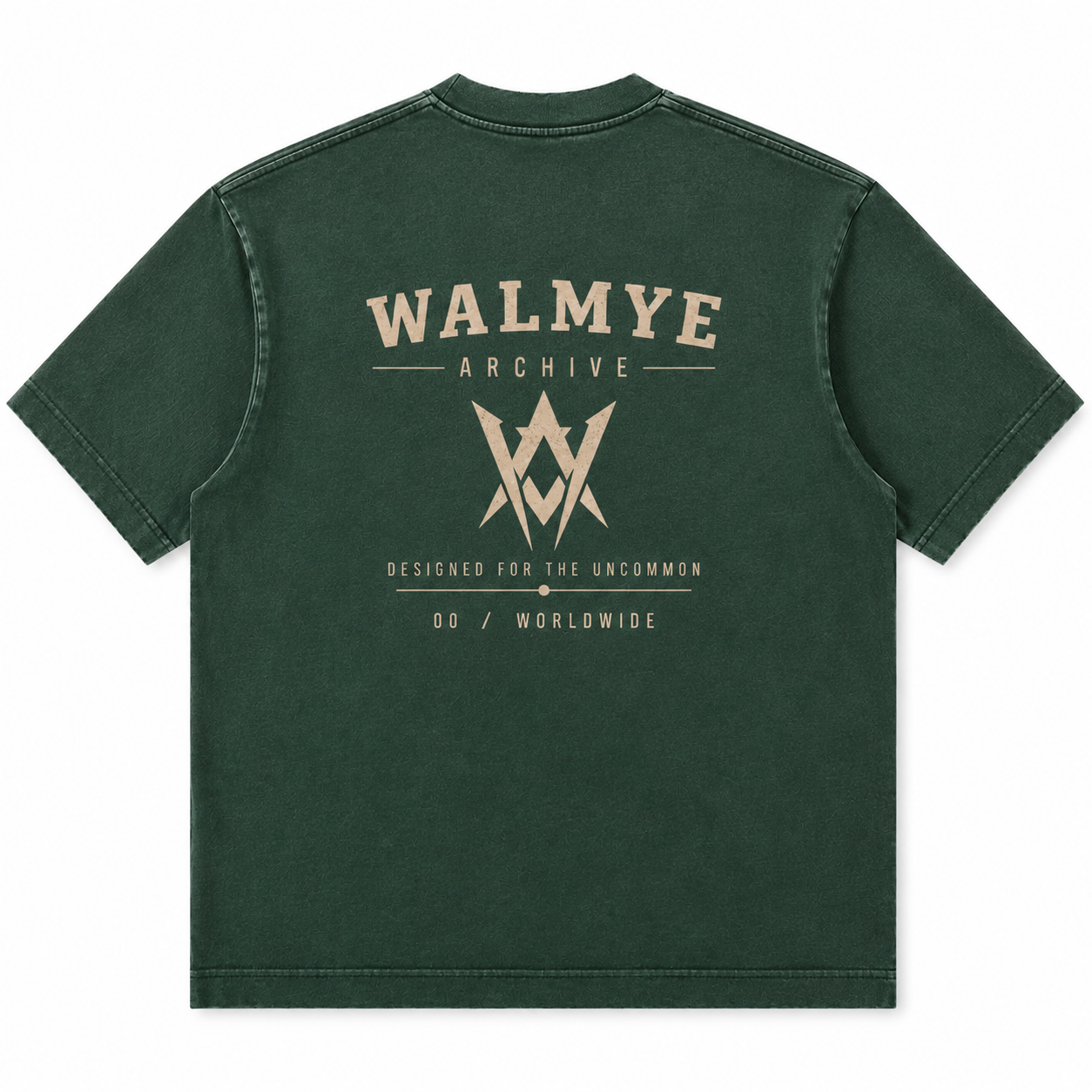 WALMYE Archive Heavyweight Vintage Washed Frayed Tee – Retro Green