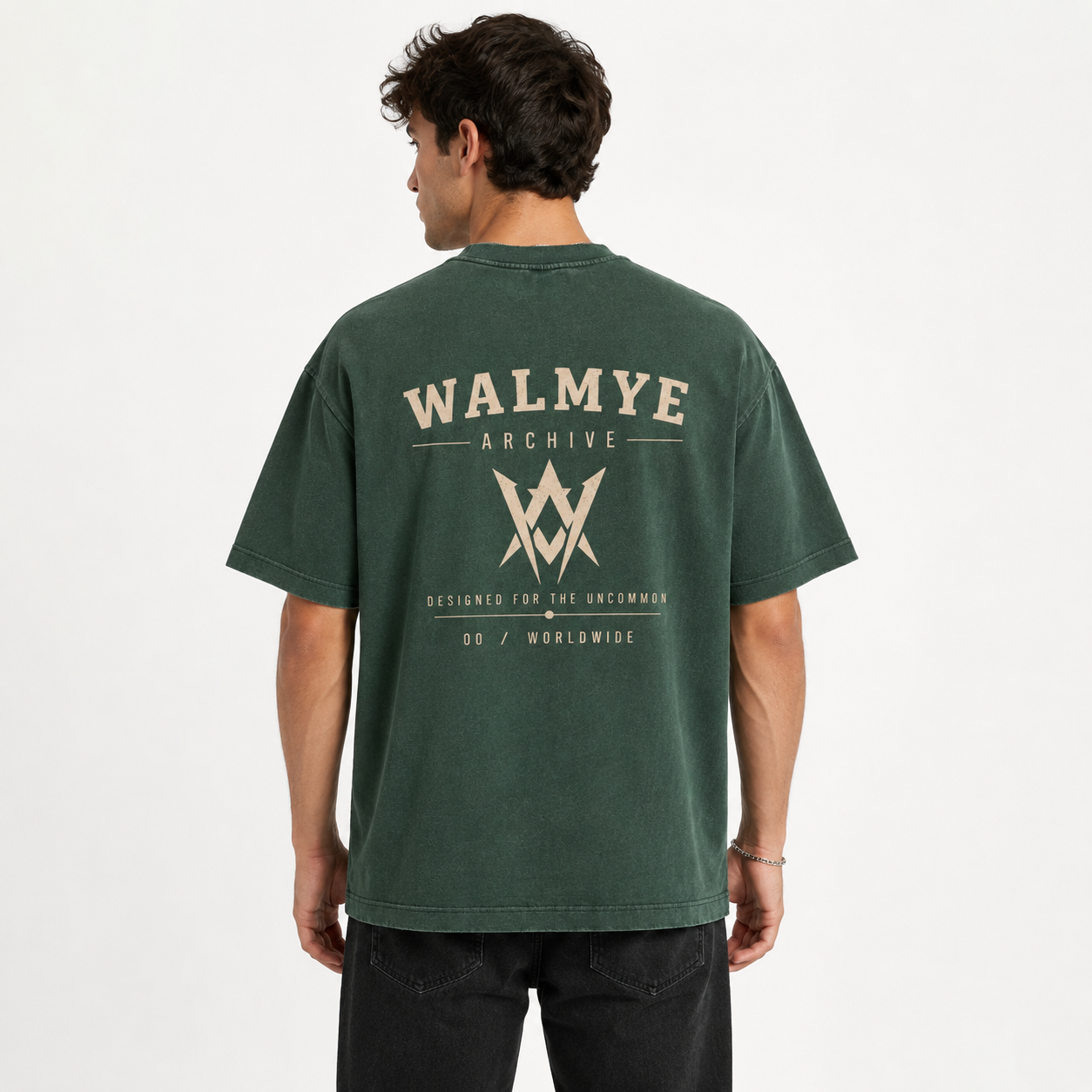 WALMYE Archive Heavyweight Vintage Washed Frayed Tee – Retro Green