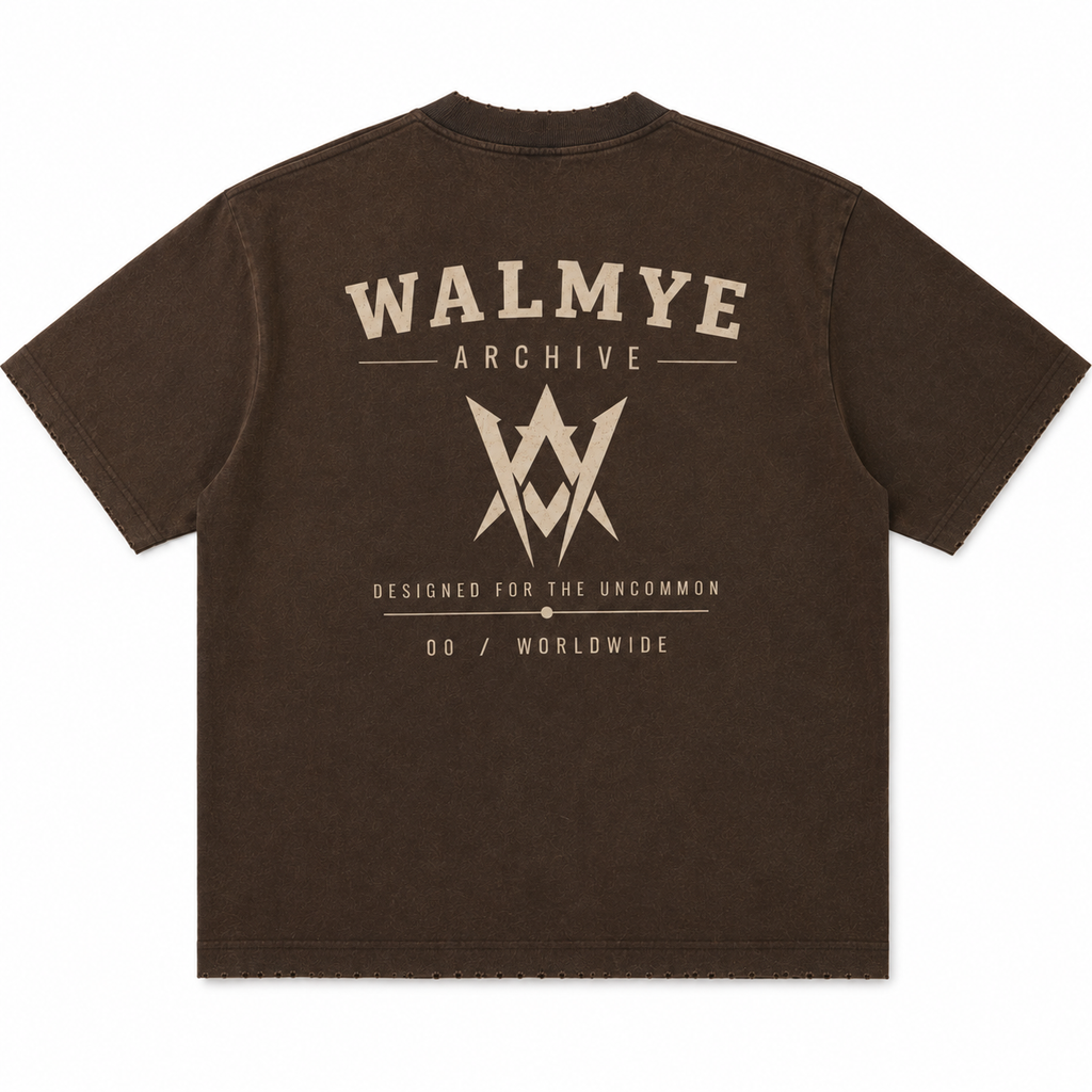 WALMYE Archive Heavyweight Vintage Washed Frayed Tee – Coffee