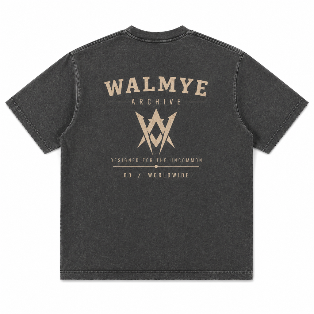 WALMYE Archive Heavyweight Vintage Washed Frayed Tee – Dark Gray